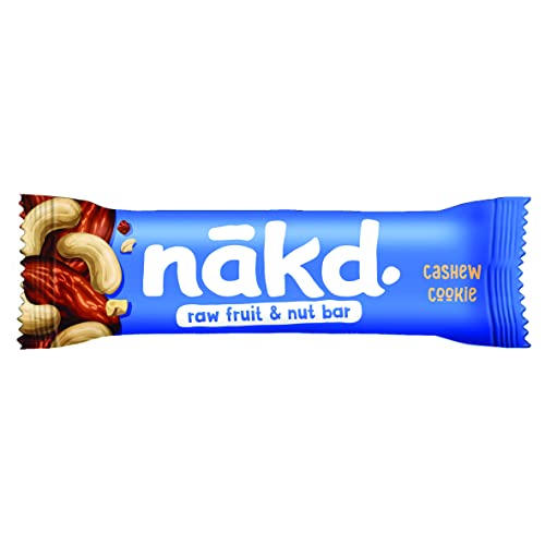 Nakd Cashew Cookie Natural Fruit & Nut Bars - Vegan, Gluten Free, No Added Sugar - 35g x 18