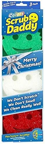 Scrub Daddy - Colors Christmas Sponge Multipack, Dish Sponges for Washing Up, Texture Changing, Scratch-Free Cleaning 1