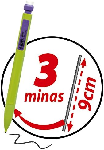 BIC Matic HB Mechanical Pencils and Eraser, Assorted Barrel Colours with Fine Point (0.7mm), Pack of 5