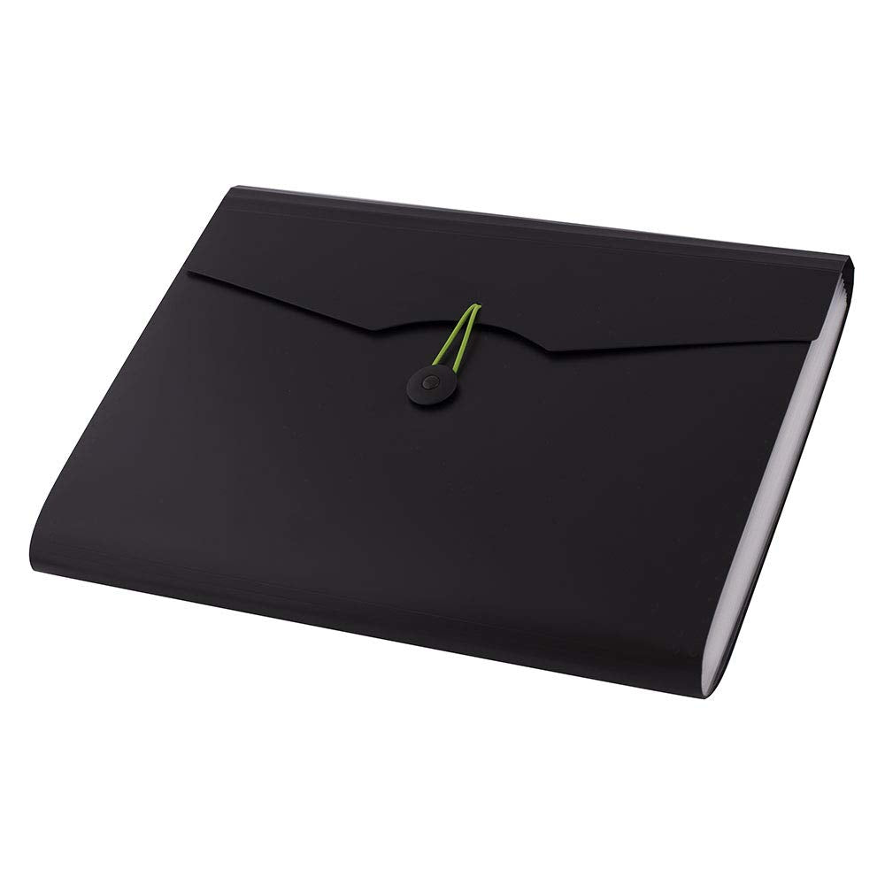 D.RECT Expanding File Organiser - 12 Compartments | A4 Size | Black Polypropylene 3