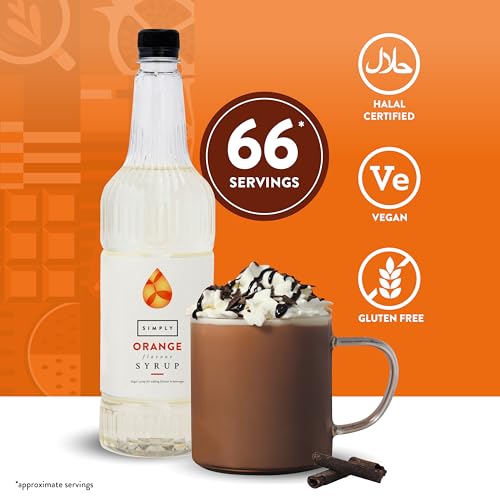 Simply - Orange Flavoured Syrup, Vegan & Nut Free for Coffee, Cocktails & Baking