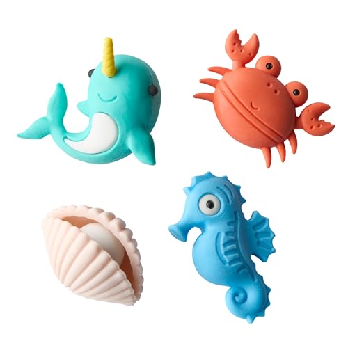 Tinc Sealife Erasers Collection Pack - Narwhal, Crab, Clam & Pearl, Seahorse Pencil Erasers 3