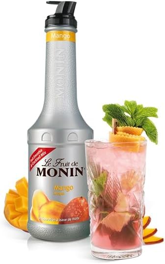 Monin Le Fruit de Mango Puree 1L - 50.1% Mango Content, Vegan, Natural Flavors, for Cocktails & Smoothies