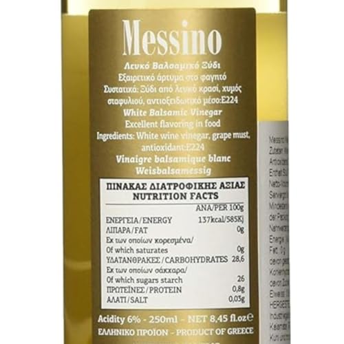 Messino Greek White Balsamic Vinegar - No Added Sugar - Vegan - 2 x 250ml 3