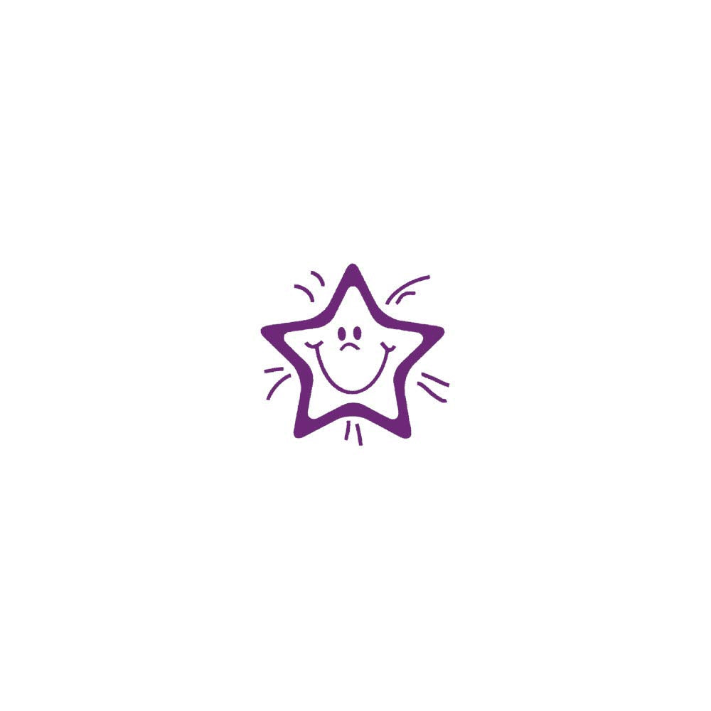 SuperStickers Smiley Star Stamper - Purple, Small, Self-Inking Teacher Stamp 2