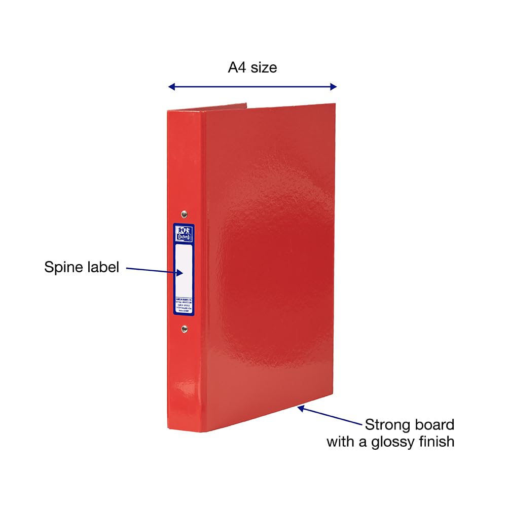 Oxford A4 O-Ring Binders - 3 Pack Red Green Blue | 40mm Spine | 250 Sheet Capacity