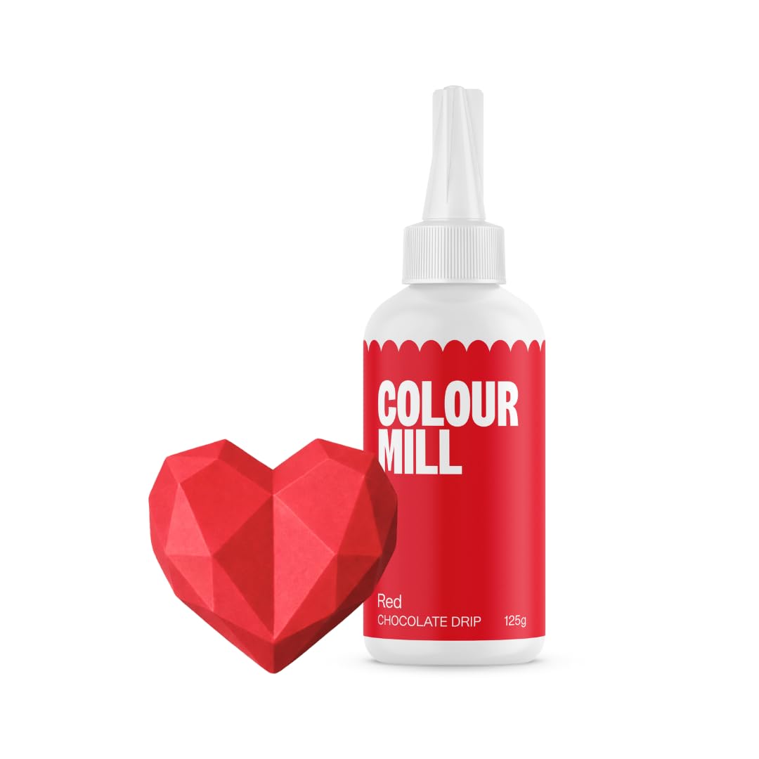 Colour Mill Choco Drip Red Easy-Melt Chocolate Drizzle for Desserts | 125g Squeeze Bottle 1
