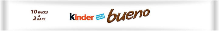 Kinder Bueno Milk Chocolate & Hazelnuts Multipack, 10 x 43g (430g) – Individually Wrapped Chocolate Bars with Crispy Wafer and Creamy Hazelnut Filling