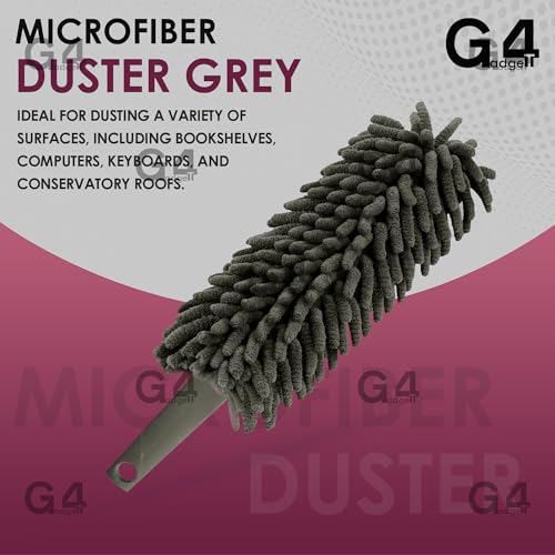 G4GADGET Microfiber Duster Grey - Washable Duster for Cleaning Window Blinds and Home Surfaces