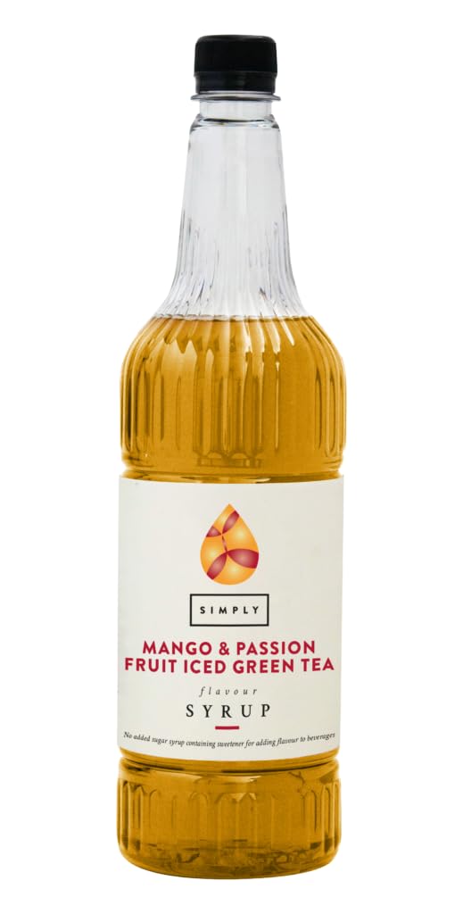 Simply Mango & Passion Fruit Iced Green Tea Syrup - Vegan, Halal, Gluten Free | 1L 1
