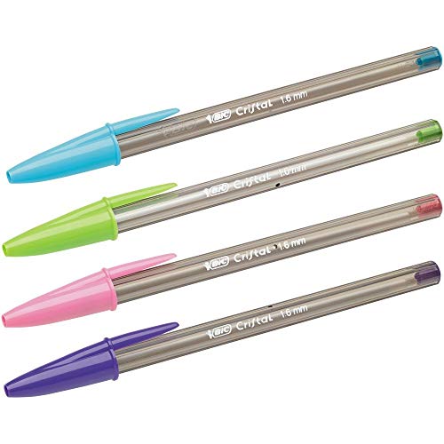 BIC Cristal Fun Ballpoint Pens Wide Point (1.6 mm) – Assorted Colours, Pouch of 10, 921342