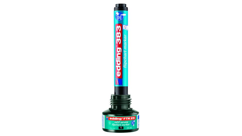 edding 383 Flipchart Marker - Chisel Nib 1-5 mm | Set of 4 Multi-Coloured | Refillable 4