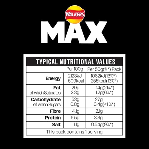Walkers Max Salt & Malt Vinegar Crisps 50g (Pack of 24) 7