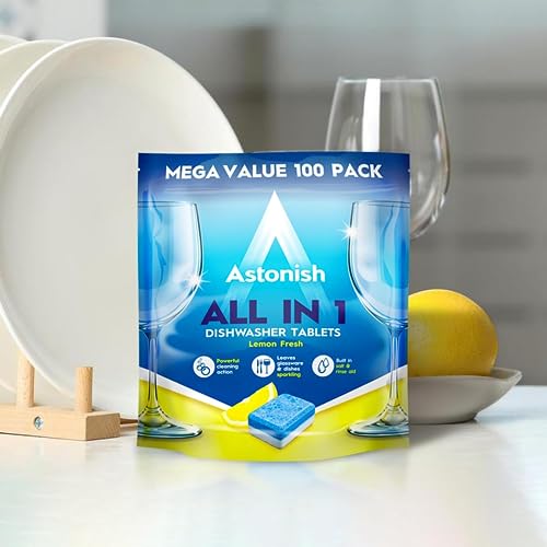 Astonish All In 1 Dishwasher Tablets with Salt & Rinse Aid - 100 Tablets, Lemon Fresh
