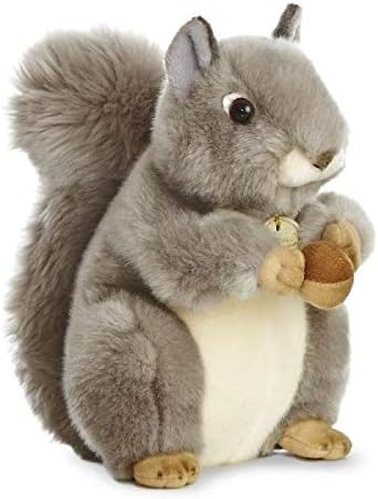 MiYoni Squirrel - Soft Plush Toy Holding Acorn, Grey 2