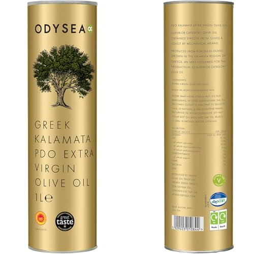 Odysea Greek Kalamata PDO Extra Virgin Olive Oil 1L Round Tin