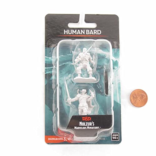 WizKids Human Bard Male Unpainted Miniature - 2 Pieces | Tabletop Play 2