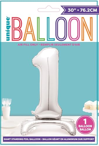 Majestic Silver Number 1 Foil Balloon - Standalone Party Decor for Milestone Celebrations 3