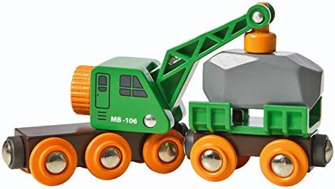 BRIO World Clever Crane Wagon - Wooden Construction Train Set Accessory for Kids 3