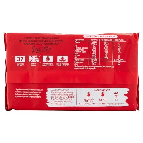 Ryvita Original Rye Crispbread, Low Fat, High in Fibre, 250g 5