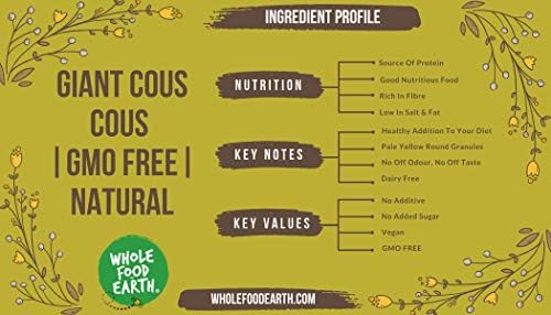 Wholefood Earth Giant Couscous - 1 kg | GMO Free | Source of Fibre | Vegan 6