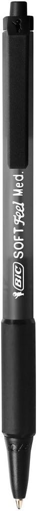 BIC Soft Feel Ballpoint Pens - Black - Pack of 3 Pens - Medium Point (1.0 mm) with Rubber Grip for Comfort