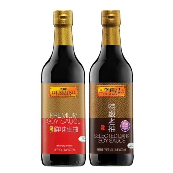 Lee Kum Kee Premium Vegan Light & Dark Soy Sauce Twin Pack (2 x 500 ml) 1