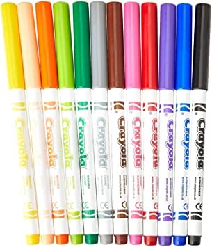 CRAYOLA SuperTips Washable Fineline Markers - 144 Pack Assorted Colours | Washable Ink | Fine Tip