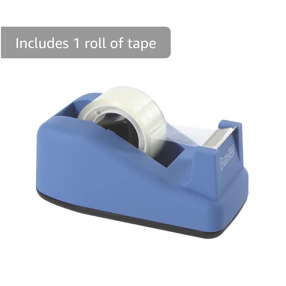 Bantex Packaging Tape Dispenser - Weighted Base | Cobalt Blue | Includes 1 Roll 3