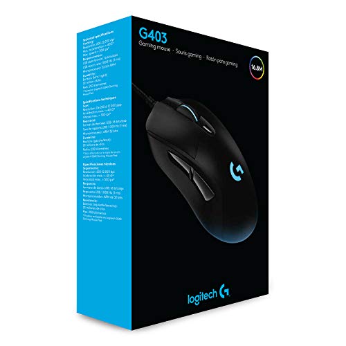 Logitech G403 HERO Wired Gaming Mouse - HERO 25K Sensor, 25600 DPI, RGB LIGHTSYNC, 6 Programmable Buttons