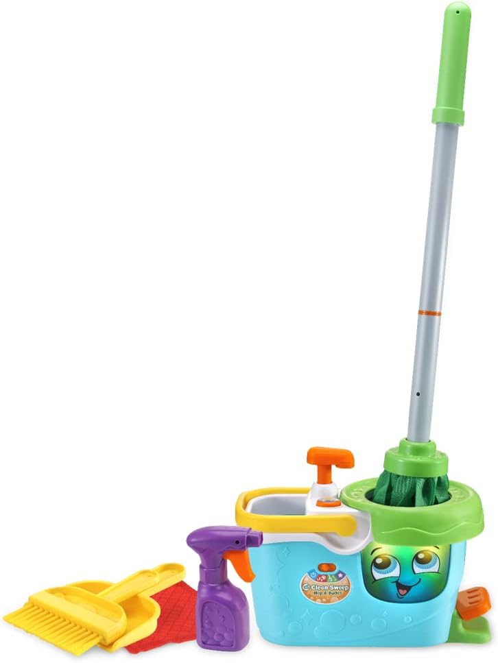 LeapFrog Clean Sweep Mop & Bucket - Interactive Pretend Play Set with Sound & Lights for Toddlers 3+ 2
