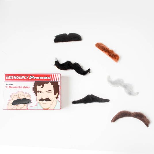 Spinning Hat Emergency Moustaches Set – Black/Brown/Grey, 6 Styles 2