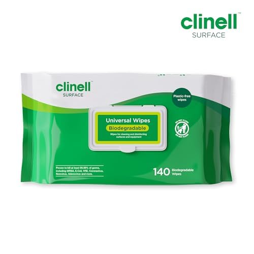 Clinell Universal Biodegradable Disinfectant Wipes - 140 Count Pack | Kills 99.99% Germs 8