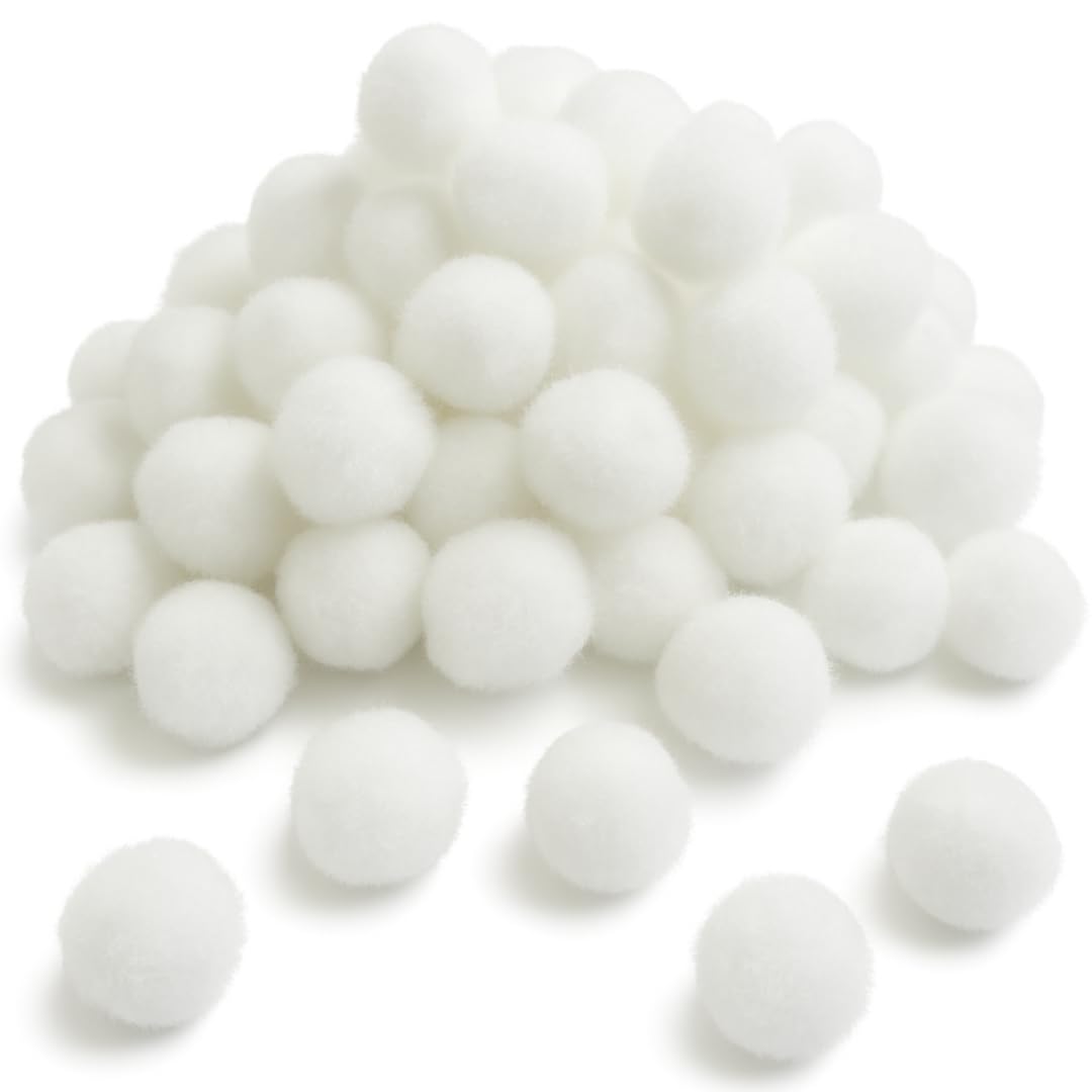 Springboard Supplies White Pom Poms Pack of 80 - Fine Motor Skill Development | Sensory Play