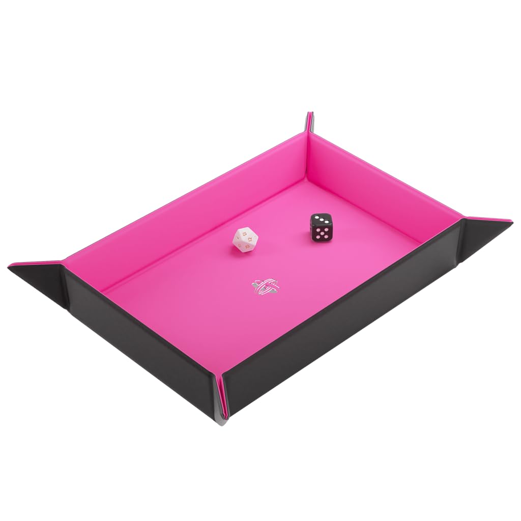 Gamegenic GGS60055 Magnetic Dice Tray Rectangular Black and Pink 3