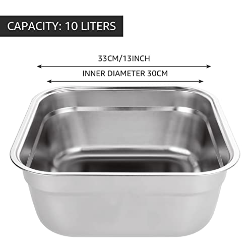 ASelected - Stainless Steel Washing Up Bowl 10L Rectangular Sink Basin