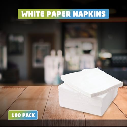 1ABOVE 100 Pack White Paper Napkins 30x30cm 1-Ply Soft and Absorbent 7