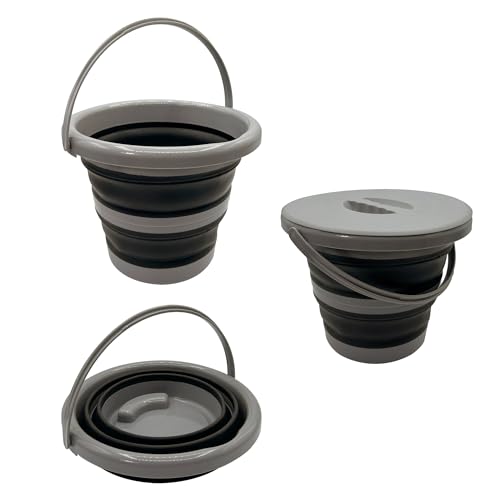 Nordrok 5L Collapsible Bucket with Lid - Grey