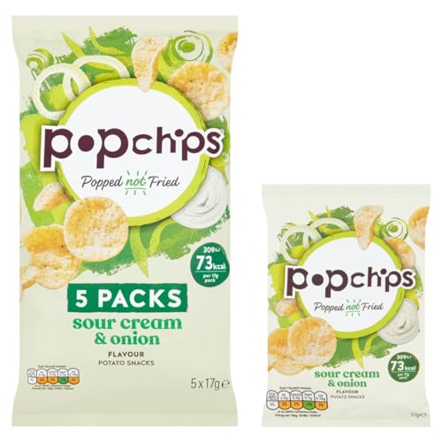 Popchips Sour Cream & Onion Multipack - Light & Crunchy Popped Snacks