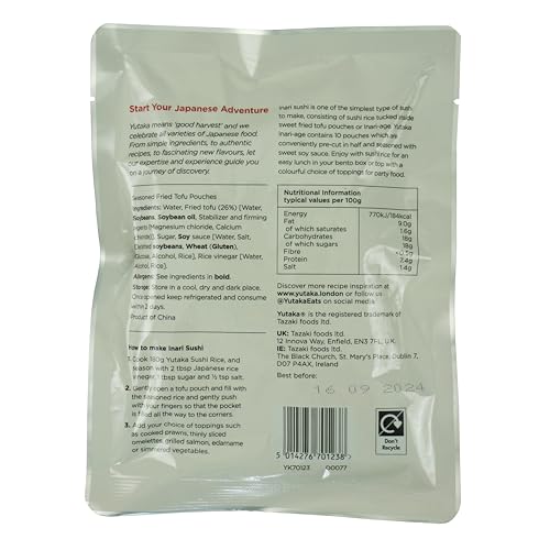 Yutaka Seasoned Soybean Curd Sushi Pockets Inari 10pc (180g) | Ready-to-Use Vegan Tofu Pouches