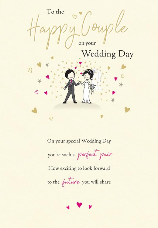 Piccadilly Greetings Wedding Card - To a Happy Couple | 9 x 6 Inches | Multicolor