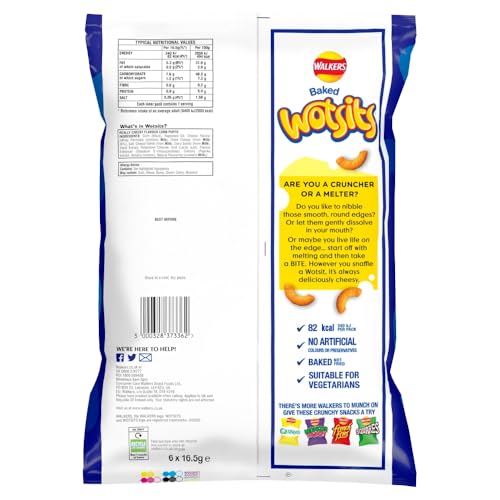 Walkers Wotsits Really Cheesy Baked Snacks Multipack 6x16.5g 4