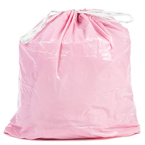 Relevo 30 Litre Scented Bin Liners – Pink Recycled Trash Bags with Drawstring, 45-Pack