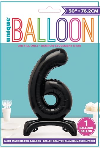 Unique Black Standing Number 6 Foil Balloon 30" - Party Decoration for Birthdays & Events 3