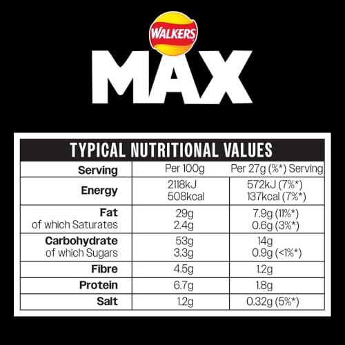 Walkers Max Punchy Paprika Flavour Crisps Multipack 6x27g