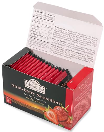 Ahmad Tea Strawberry Sensation - Fruit-Flavoured Black Tea (20 Teabags)