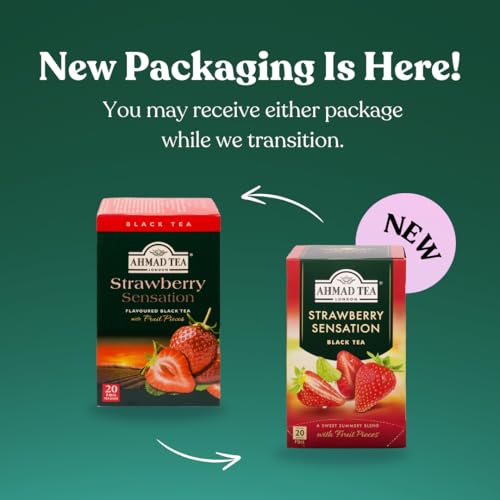 Ahmad Tea Strawberry Sensation - Fruit-Flavoured Black Tea (20 Teabags)