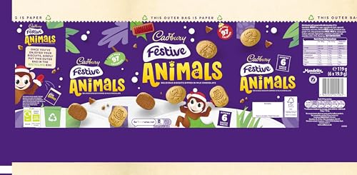 Cadbury Festive Animal Shaped Biscuits with Chocolate Base - Limited Edition Holiday Treat 6