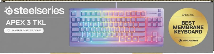 SteelSeries Apex 3 TKL Gaming Keyboard - Lavender - Tenkeyless Compact RGB 24