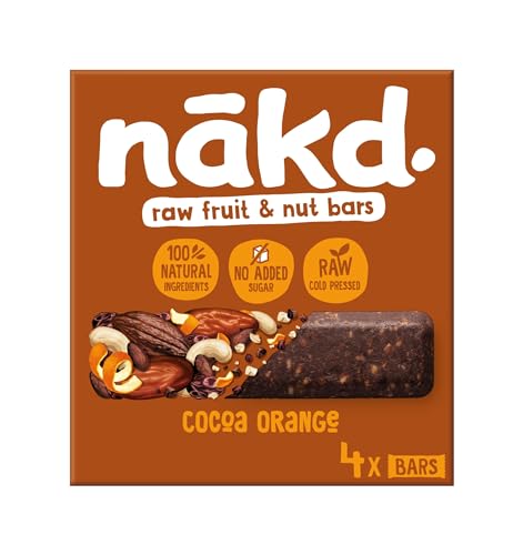 Nakd Cocoa Orange Natural Fruit & Nut Bars - Vegan, Gluten Free, No Added Sugar - 12 Pack